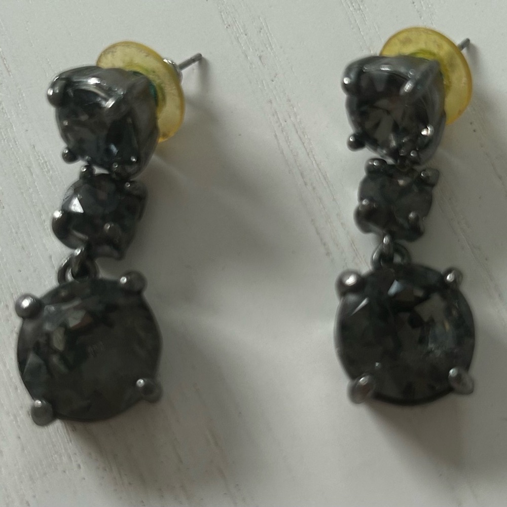 Women’s Dangle Stud Earrings in Dark Gray Crystal